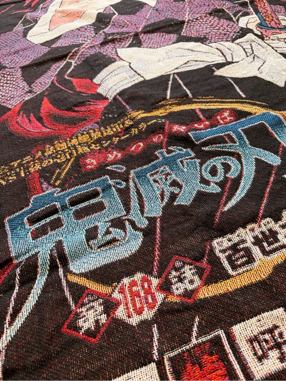 Anime Demon Slayer Wall Throw Blanket - Red & Black